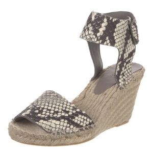 Vince Rattlesnake Animal Print Espadrille Wedge Sandals